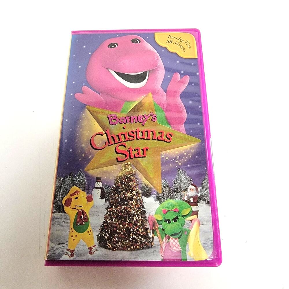 BARNEY Christmas Star VHS Clamshell Purple 2002 Preschool Holiday Songs Toddler